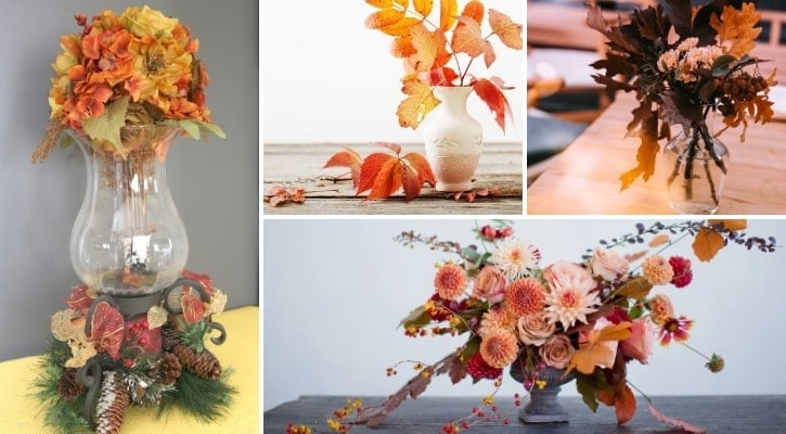 Γυάλινα βάζα με φθινοπωρινά κλαδιά