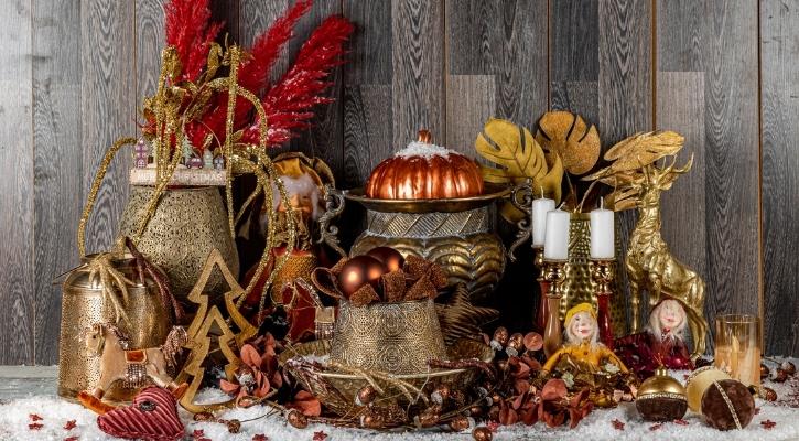 Vintage χρυσή χάλκινη χριστουγεννιάτικη διακόσμηση