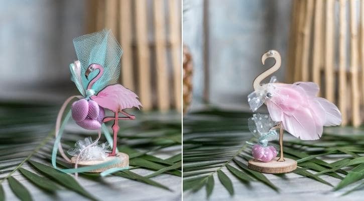 Μπομπονιέρα βάπτισης φλαμίνγκο