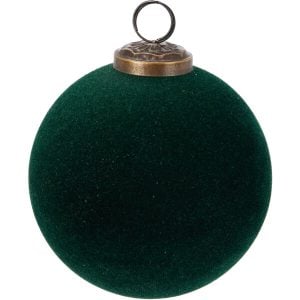 ΧΡΙΣΤΟΥΓΕΝΝΙΑΤΙΚΗ ΜΠΑΛΑ ΓΥΑΛΙΝΗ ΒΕΛΟΥΔΙΝΗ 10CM (ΣΚΟΥΡΟ ΠΡΑΣΙΝΟ)